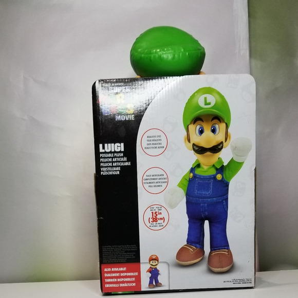 Nintendo Super Mario Movie 15" Luigi Poseable Plush, Stuffed Action Figure NWT - Picture 2 of 6